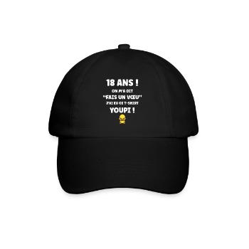 18-jähriges Wunsch-Entlein-T-Shirt - Baseballkappe - Schwarz/Schwarz - Vorne
