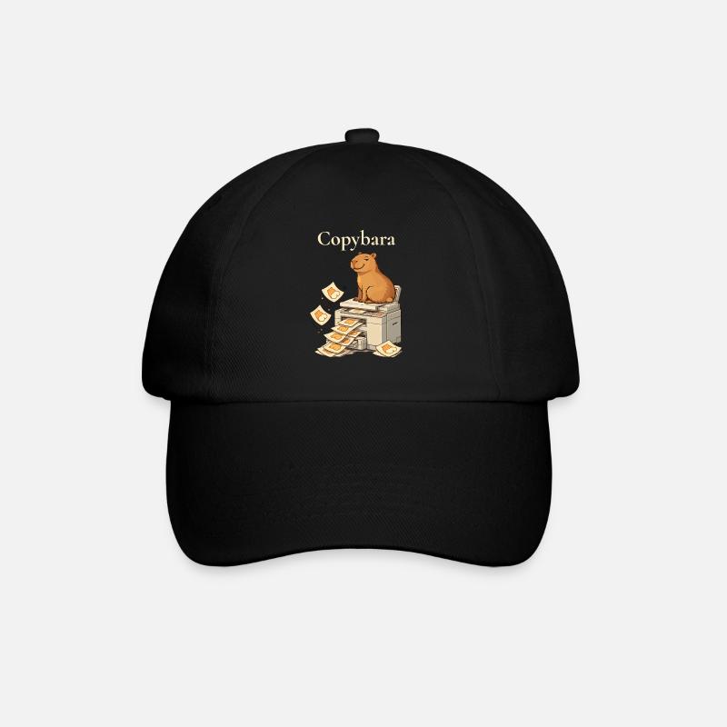 Copybara Capybara on Copier Office Humor - Baseball Cap - black/black