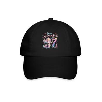 This Mermaid Is 7 Girls 7th Birthday - Baseball Cap - black/black - Front