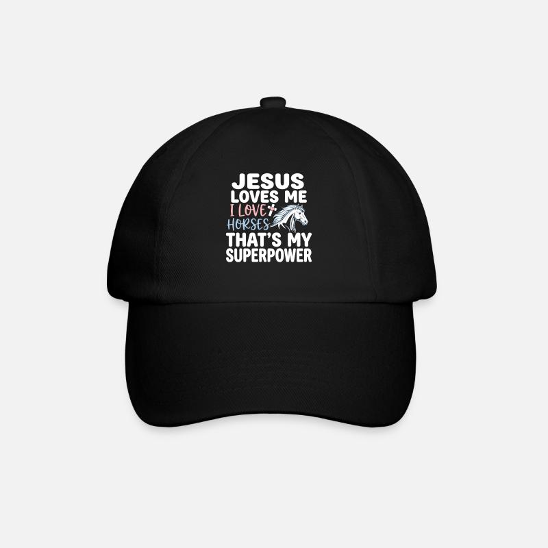 Jésus m’aime, j’aime les chevaux - Casquette classique - noir/noir
