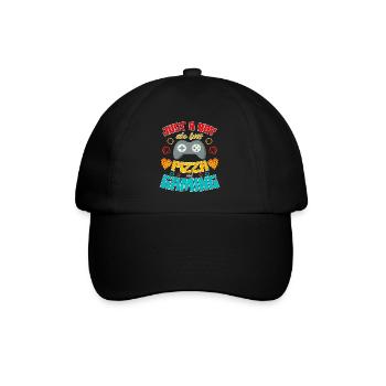 Juste un garçon qui adore la pizza et les jeux vidéo - Casquette classique - noir/noir - Devant
