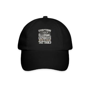 Everything I Love Is Tattooed Tätowiert Tattoo - Baseballkappe - Schwarz/Schwarz - Vorne