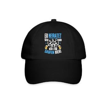 JGA T-Shirt Männer Junggesellenabschied Shirts - Baseballkappe - Schwarz/Schwarz - Vorne