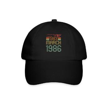 Legendary since March 1986, Retro, Geburtstag - Baseballkappe - Schwarz/Schwarz - Vorne
