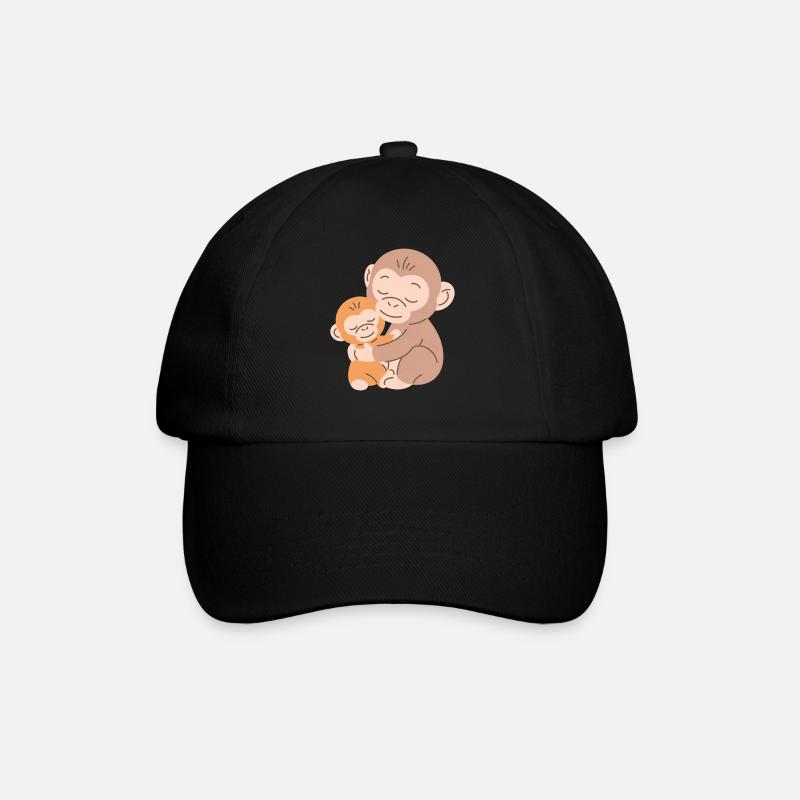 Les singes s’embrassent : Mère et Bébé - Casquette classique - noir/noir