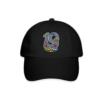 90Jahre Straßenbau Illustration - Baseballkappe - Schwarz/Schwarz - Vorne