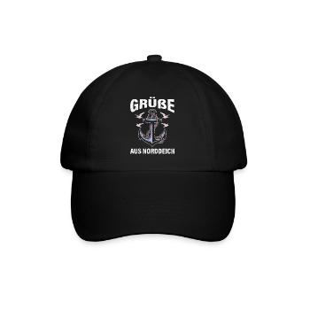 Nordsee Urlaub GRÜSSE AUS NORDDEICH Lustiges - Baseballkappe - Schwarz/Schwarz - Vorne