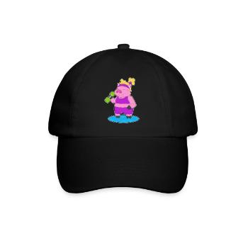 Bodybuilder cochon avec haltères - Casquette classique - noir/noir - Devant