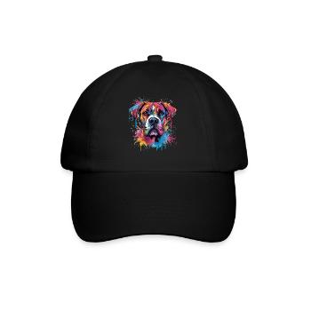 Art éclaboussuré de chien boxer coloré - Casquette classique - noir/noir - Devant