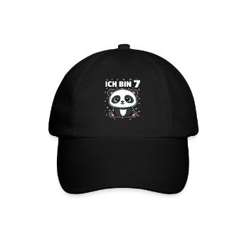 Ich bin 7 - Süßes Panda zum 7. Geburtstag - Baseballkappe - Schwarz/Schwarz - Vorne