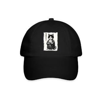 Samurai Cat Japanese Ukiyoe Warrior Kawaii - Baseball Cap - black/black - Front