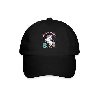 8th Birthday Unicorn Girl I'm already 8 - Baseball Cap - black/black - Front