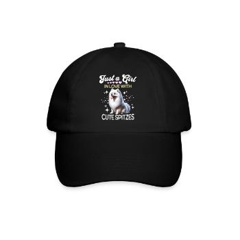 Spitz Zwergspitz Mädchen - Baseballkappe - Schwarz/Schwarz - Vorne
