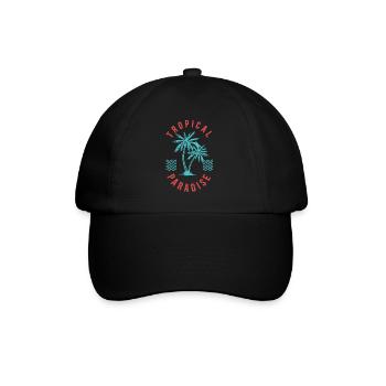 Tropical Paradise Retro Palm Badge - Baseball Cap - black/black - Front