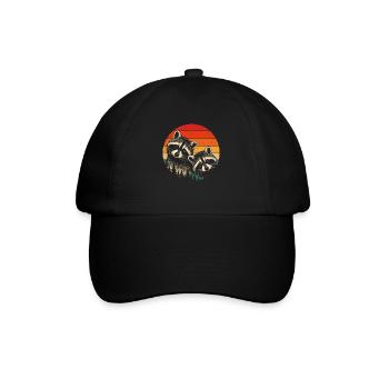 Raccoon Duo in the Retro Solar Circle - Baseball Cap - black/black - Front