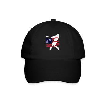 Silhouette du joueur de baseball du drapeau américain - Casquette classique - noir/noir - Devant
