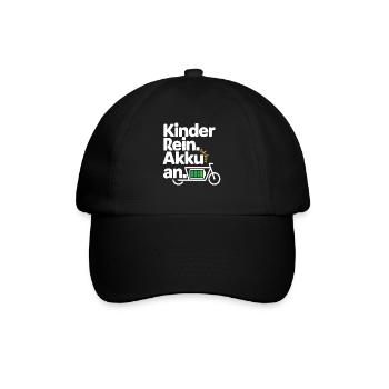 Kinder Rein Akku An E Bike Spruch - Baseballkappe - Schwarz/Schwarz - Vorne
