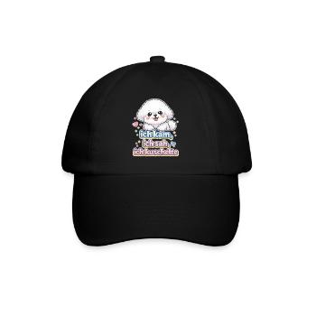 Kuschelhund Spruch Ich kam, ich sah, ich kuschelte - Baseballkappe - Schwarz/Schwarz - Vorne