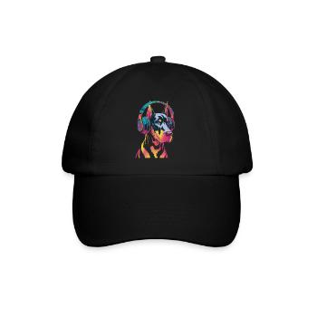 Doberman avec casque - Casquette classique - noir/noir - Devant