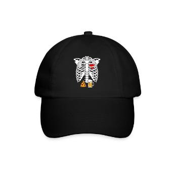 Dad Skeleton Halloween Beer Pizza Funny Pregnancy  - Baseball Cap - black/black - Front