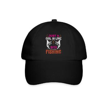 Just_a_GIRL_IN_LOVE_with_fishing-012 - Baseball Cap - black/black - Front