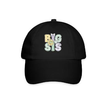 Geschlechterenthüllung Big Sis Babyparty Big Sister - Baseballkappe - Schwarz/Schwarz - Vorne