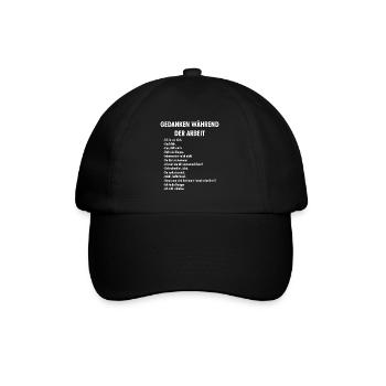 Gedanken während der Arbeit Typo - Baseballkappe - Schwarz/Schwarz - Vorne