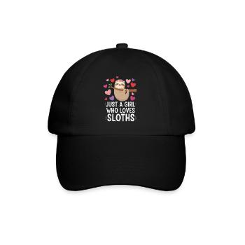 Nur ein Mädchen liebt Faultiere - Baseballkappe - Schwarz/Schwarz - Vorne