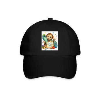 Schulanfang Affe 2026 Geschenk - Baseballkappe - Schwarz/Schwarz - Vorne