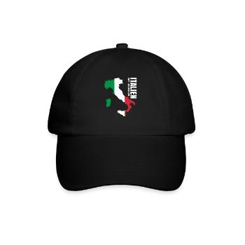 Italien Auswandern - Baseballkappe - Schwarz/Schwarz - Vorne