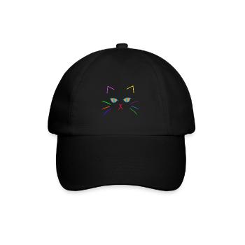 Bunt farbenfreudig Katzen Gesicht Katze Kitten - Baseballkappe - Schwarz/Schwarz - Vorne
