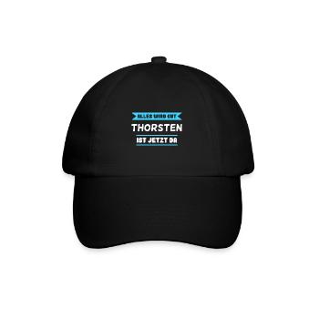 Thorsten Name Design für stolze Thorstens - Baseballkappe - Schwarz/Schwarz - Vorne