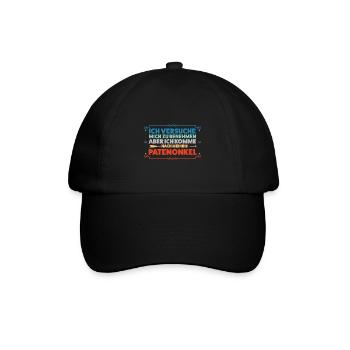 Patenonkel Familie Taufpate Geschenk - Baseballkappe - Schwarz/Schwarz - Vorne