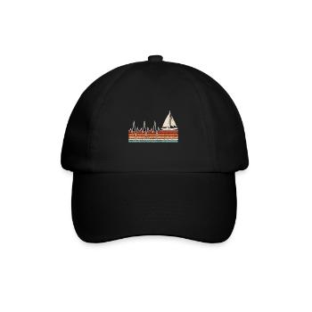 Segelboot Herzschlag - Baseballkappe - Schwarz/Schwarz - Vorne