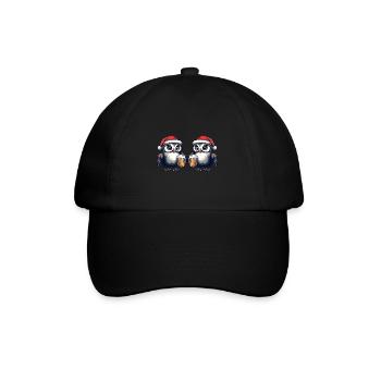 Eule Weihnachten Bier Team - Baseballkappe - Schwarz/Schwarz - Vorne