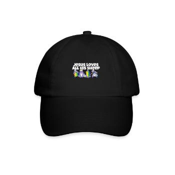 Jesus Loves All His Sheep LGBTQ Proud Ally Gay - Baseball Cap - black/black - Front