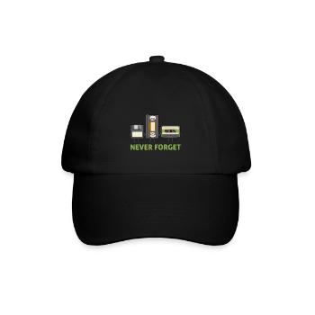 Never Forget Floppy Disk Video Tape Cassette - Baseball Cap - black/black - Front