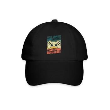 Level Complete Einzelkind Bruder Geburt Geschenk - Baseballkappe - Schwarz/Schwarz - Vorne