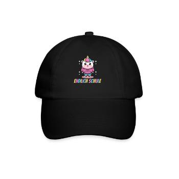 Einhorn, Endlich Schule, Einhörner - Baseballkappe - Schwarz/Schwarz - Vorne