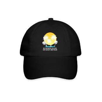 Palmen Sommer Sonnenuntergang Meer Lieblingsfarben - Baseballkappe - Schwarz/Schwarz - Vorne