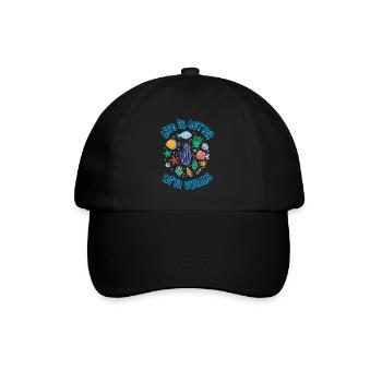 Das Leben Ist Besser Mit Korallen, Aquarist - Baseballkappe - Schwarz/Schwarz - Vorne