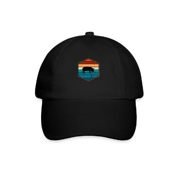Pig Animal Retro Pet Farm Gift idea - Baseball Cap - black/black - Front