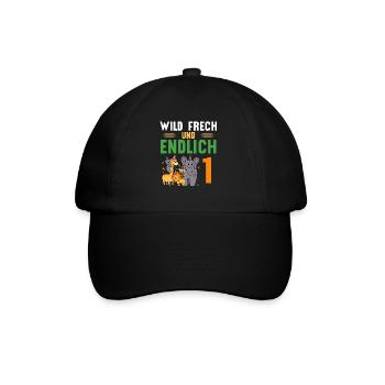 Wild Frech und Endlich 1 Jahr, 1. Geburtstag - Baseballkappe - Schwarz/Schwarz - Vorne