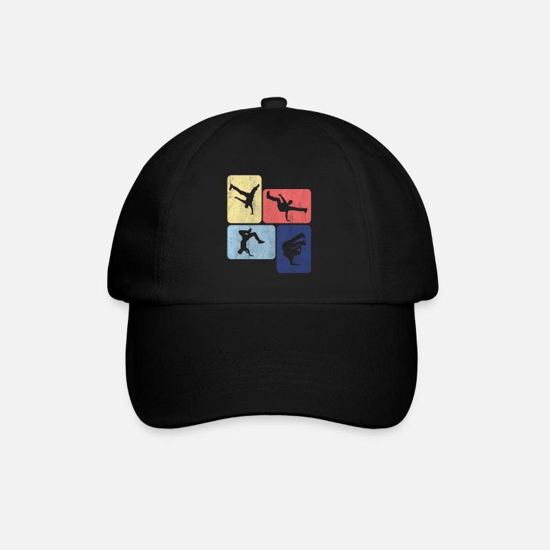 Retro Breakdance Breakdancer Tanzen - Baseballkappe - Schwarz/Schwarz
