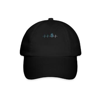 Herzschlag Fußball Puls Fußballer Geschenk - Baseballkappe - Schwarz/Schwarz - Vorne