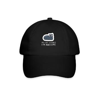 Cat Owner - My cat thinks I'm awesome - Baseball Cap - black/black - Front