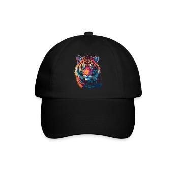 Tiger in neon look - close up - Baseball Cap - black/black - Front