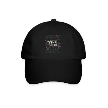 Wurzel aus 144 = 12. Geburtstag - Geschenk - Baseballkappe - Schwarz/Schwarz - Vorne