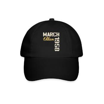 März 1958 Geburtstagsgeschenk März 1958 - Baseballkappe - Schwarz/Schwarz - Vorne