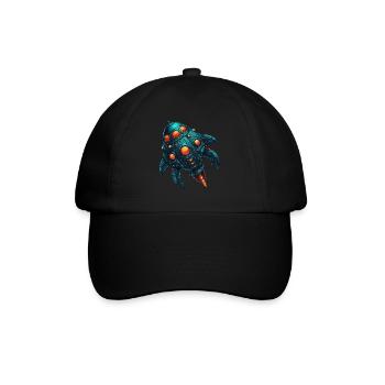 Colorful imaginative whimsical spaceship - Baseball Cap - black/black - Front
